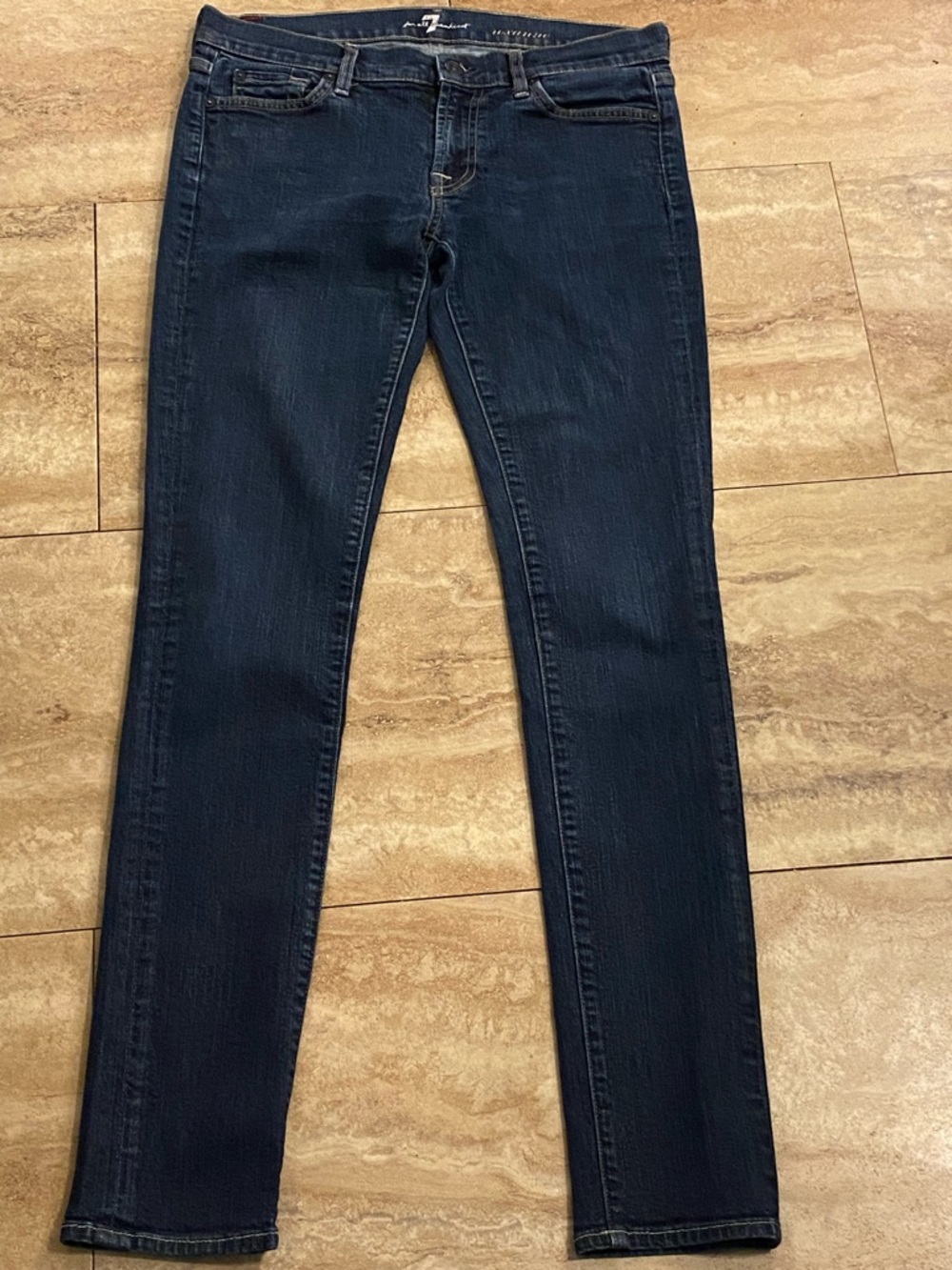 7 For All Mankind Roxanne Low Rise Waist 32” Blue Skinny Jeans Women's Size 29